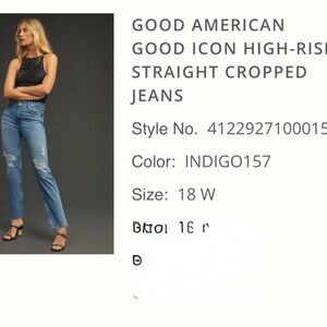 Good American Women's High-Rise Straight Cropped Jeans - Blue